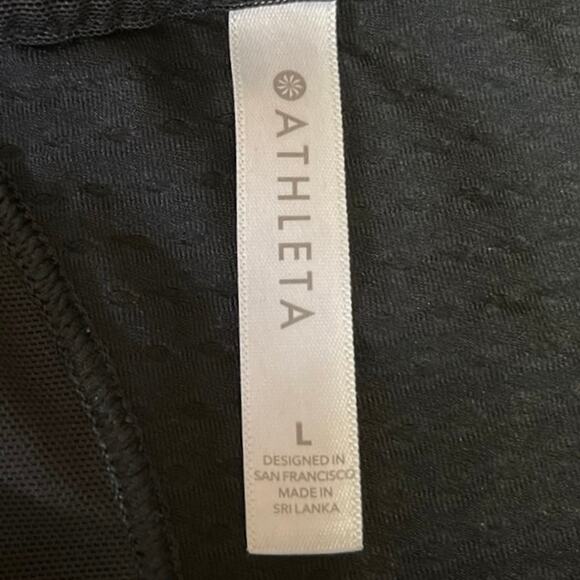 Athleta Black Mesh Sleeveless Crewneck Activewear Athletic Sports Tank Top Sz L - Picture 3 of 4